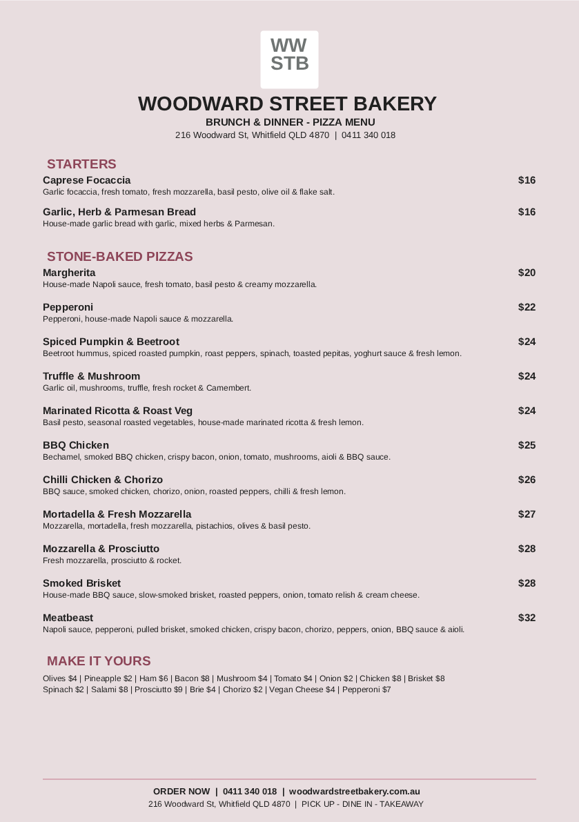 BRUNCH & DINNER - PIZZA MENU 01